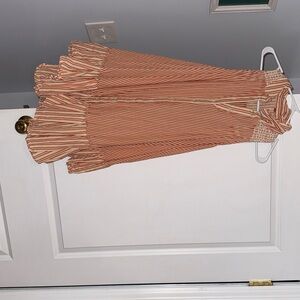 Free People Orange and Cream Textured Top